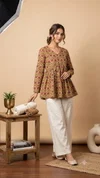 K 1249 By Naisha Cotton Printed Fancy Peplum Ladies Tops 